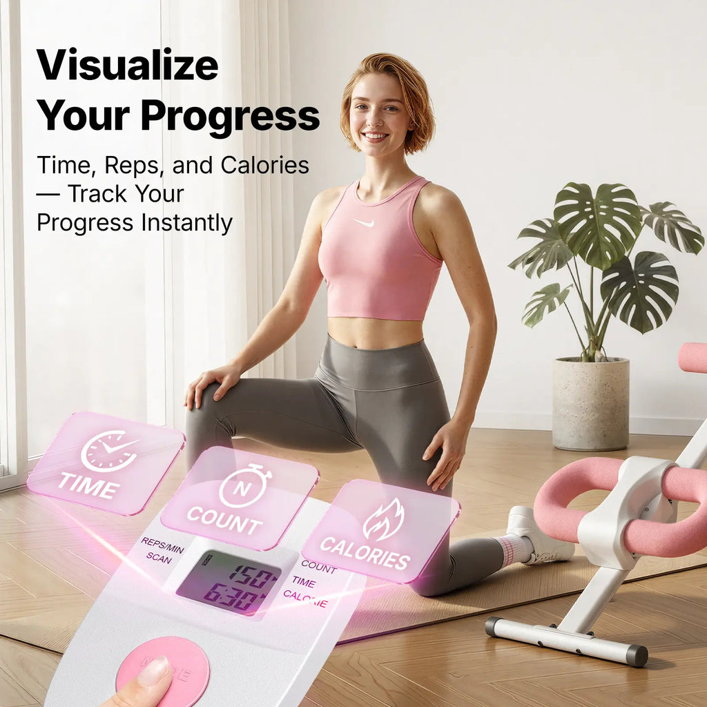 ¡Logra Tu Figura! Máquina Abdominal Plegable Ajustable con LCD